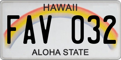 HI license plate FAV032