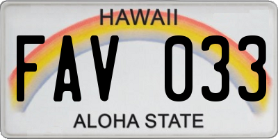 HI license plate FAV033