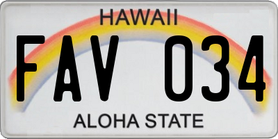 HI license plate FAV034