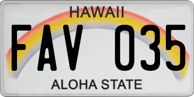 HI license plate FAV035