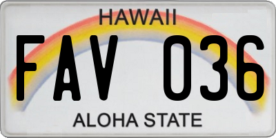 HI license plate FAV036