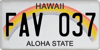 HI license plate FAV037