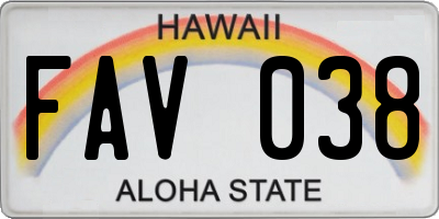 HI license plate FAV038
