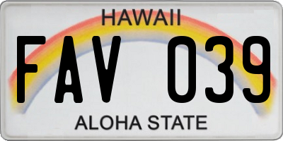 HI license plate FAV039