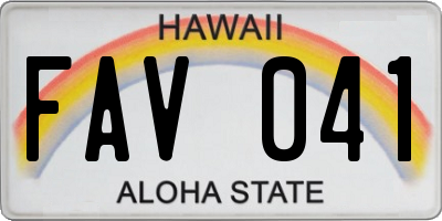 HI license plate FAV041