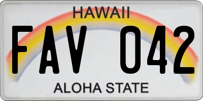 HI license plate FAV042