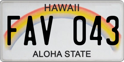 HI license plate FAV043