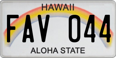 HI license plate FAV044