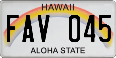 HI license plate FAV045
