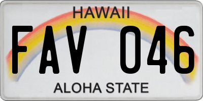 HI license plate FAV046
