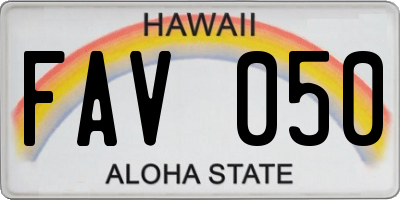HI license plate FAV050
