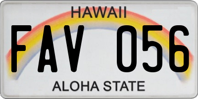 HI license plate FAV056