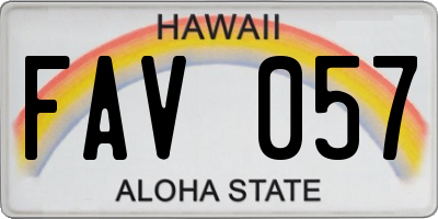 HI license plate FAV057