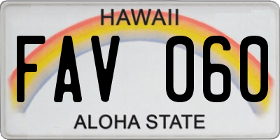 HI license plate FAV060