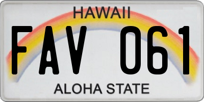 HI license plate FAV061
