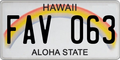 HI license plate FAV063