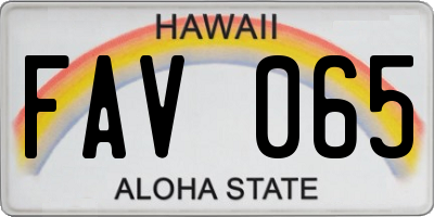 HI license plate FAV065