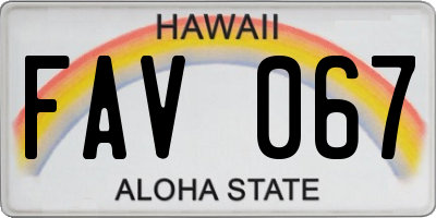 HI license plate FAV067