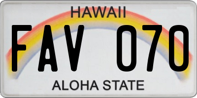 HI license plate FAV070