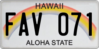 HI license plate FAV071
