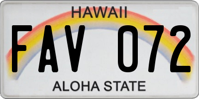 HI license plate FAV072