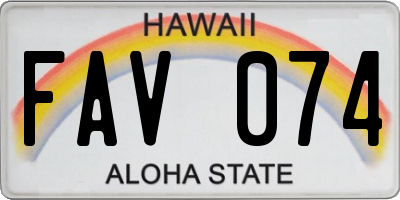 HI license plate FAV074