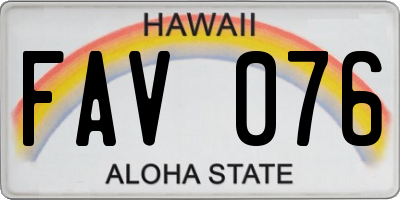 HI license plate FAV076