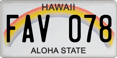 HI license plate FAV078