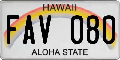 HI license plate FAV080