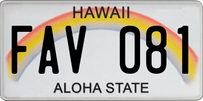 HI license plate FAV081