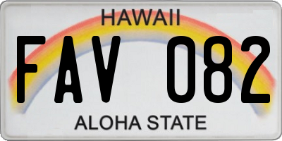 HI license plate FAV082