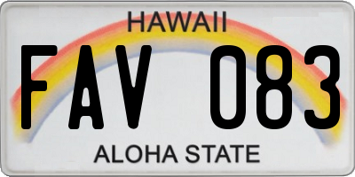 HI license plate FAV083