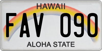 HI license plate FAV090