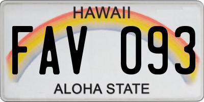 HI license plate FAV093