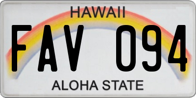 HI license plate FAV094