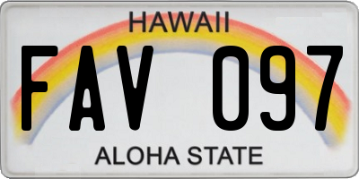 HI license plate FAV097