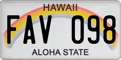 HI license plate FAV098