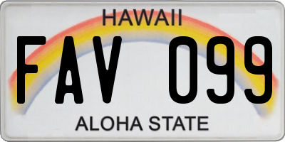 HI license plate FAV099