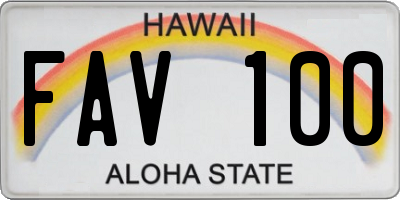 HI license plate FAV100