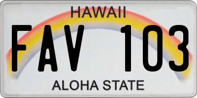HI license plate FAV103
