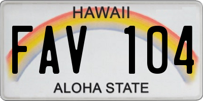 HI license plate FAV104