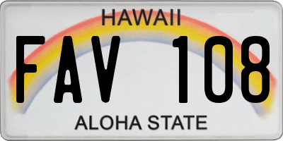 HI license plate FAV108