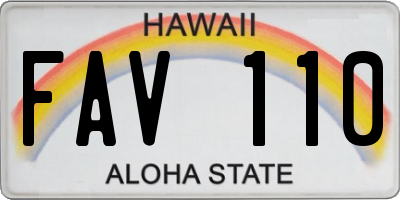 HI license plate FAV110