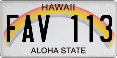 HI license plate FAV113