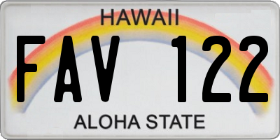 HI license plate FAV122