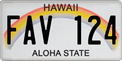 HI license plate FAV124