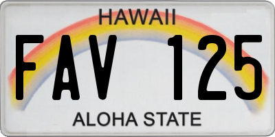 HI license plate FAV125