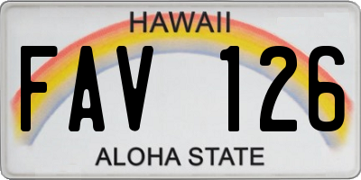 HI license plate FAV126