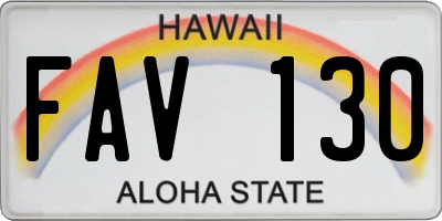 HI license plate FAV130
