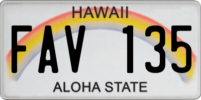 HI license plate FAV135